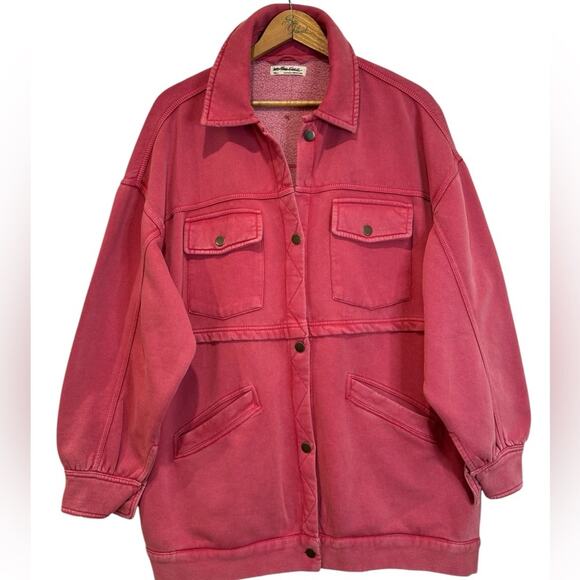 Free People We The Free Dawson Chore Jacket Sweatshirt Size Small Painted Roses - Picture 4 of 11